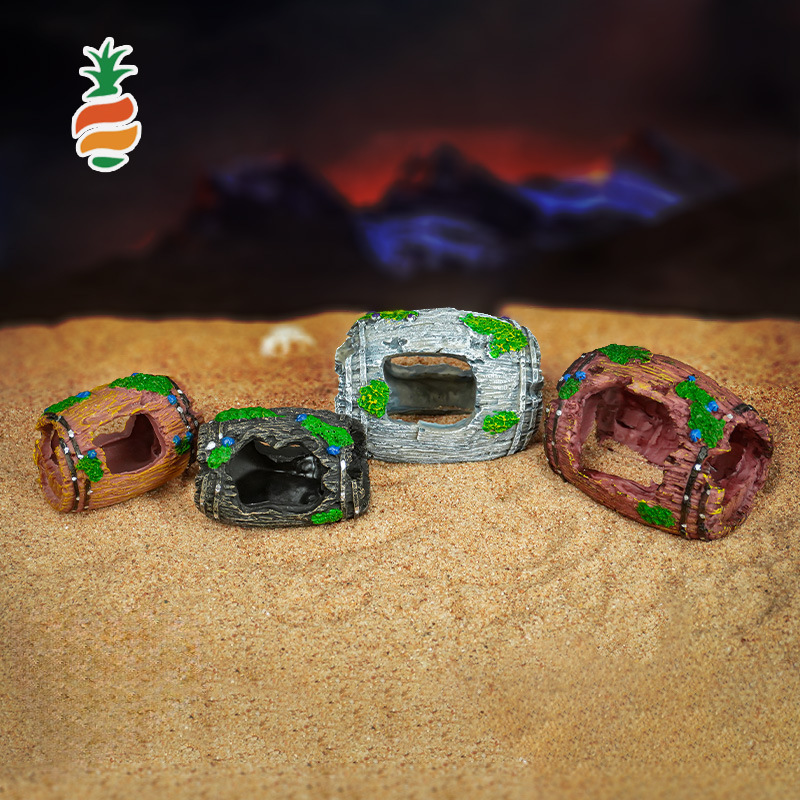 Decoración de piedra de musgo de adoquines real decoración acuario decoración paisaje vino cubo de madera resina escape casa en caja