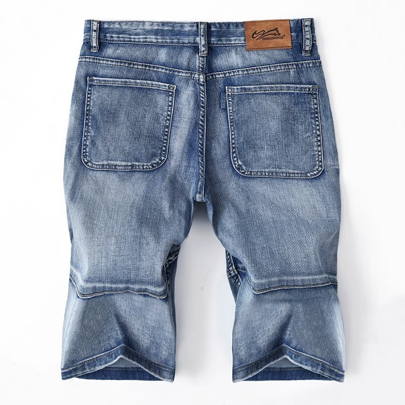Men's Clothing Summer Thin Ripped Denim Shorts Loose Fit Korean Style Slim Pants Trendy Five Point Seven Point Fashion_mkmklike.com