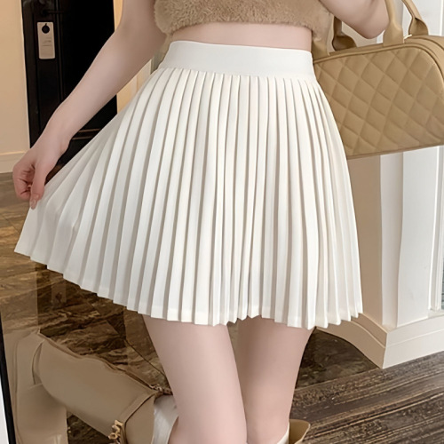 White Pleated A-Line Skirt Short Summer 2025 High-Waisted Slimming Skirt for Small Women