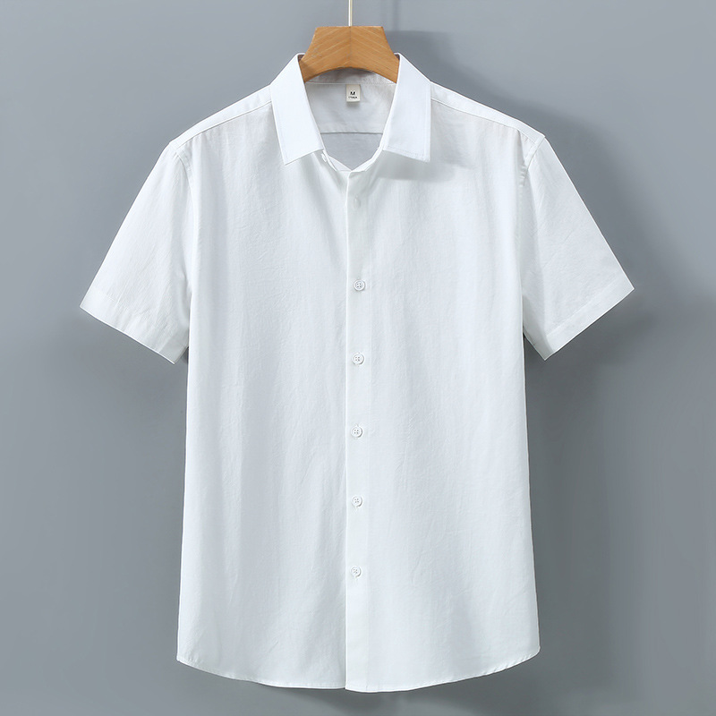 Herren Kurzarmhemd Minimalistisch Baumwolle Lässig College Stil_voghion.com