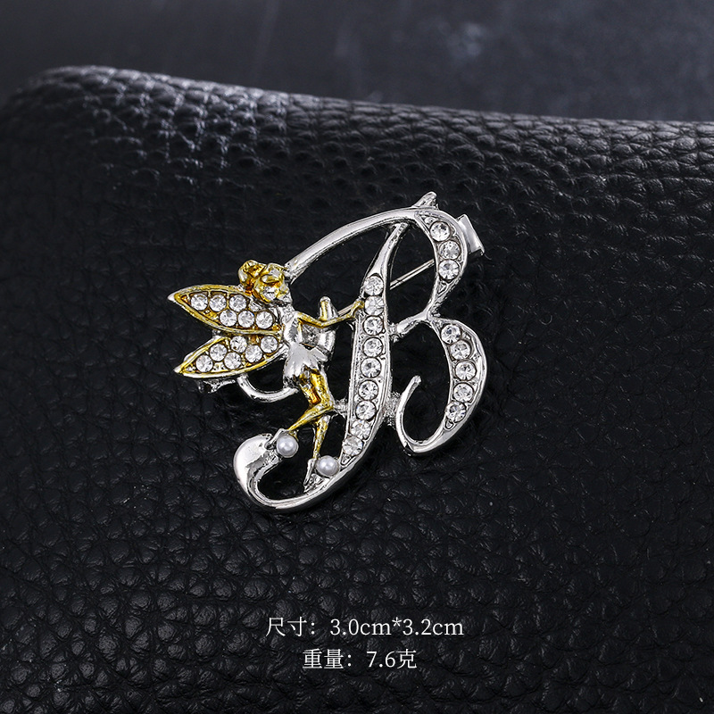 Ángel inglés carta broche moda oro diamante broche aleación ramillete accesorios de ropa PIN