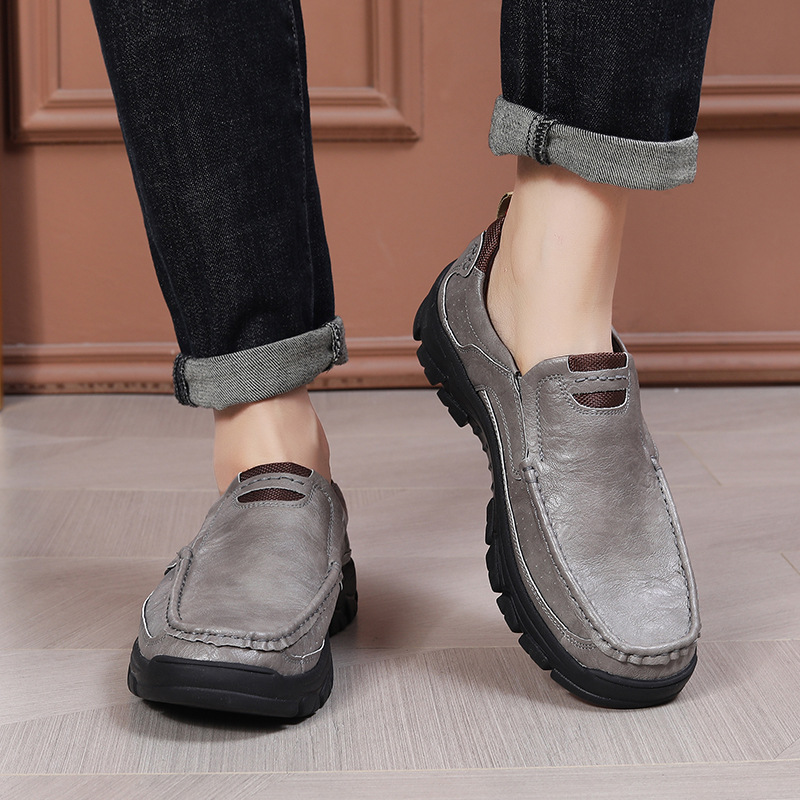 Transfronterizos Amazon zapatos de hombre de verano de alta calidad zapatos de cuero casuales de un pie zapatos Lefour antideslizantes zapatos de papá suaves