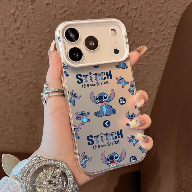 Full-Screen Stitch-Themed Case Suitable for Apple 17Pro, iPhone 16/15/14/13, Colorful Silver Case with Anti-Drop Protection