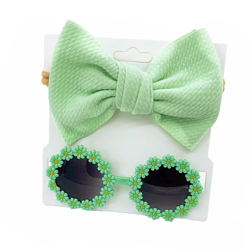 INS Cross-border Children's Sunglasses with Bubble Bow Headband Set Outdoor Travel Headwear Sunglasses 2-Piece Set