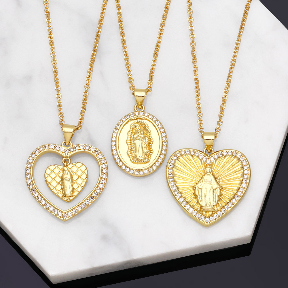 New Fashion Heart Shaped Pendant Virgin Necklace Sweater Chain Female