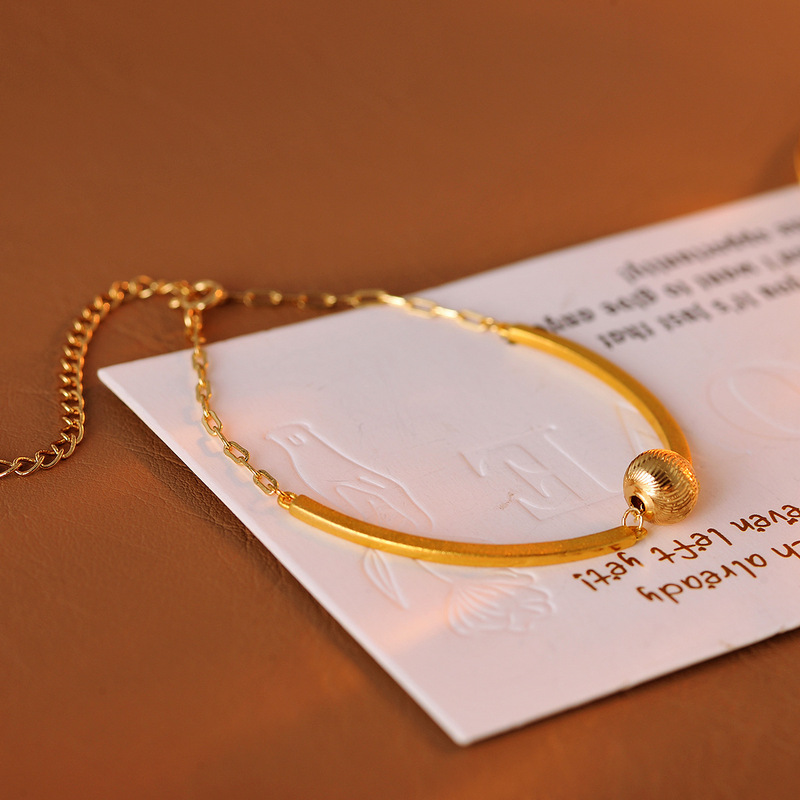 「Luxurious Italian Brushed Small Gold Ball Bracelet Vintage Accessible Luxury High-End Bracelet Wholesale Agent