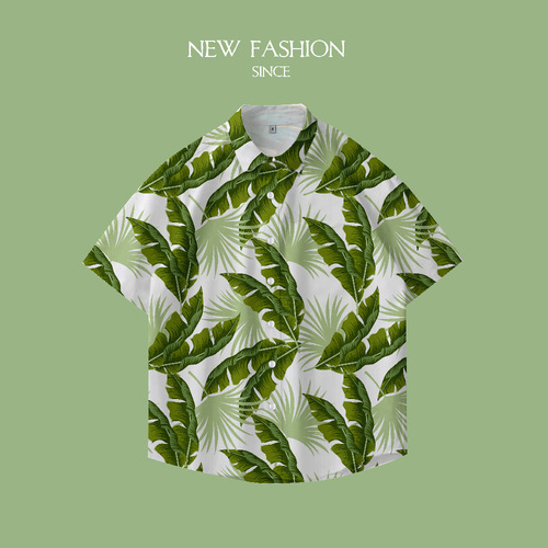 Hollywood Retro Men's and Women's Hawaiian Flower Shirts - Men's Summer T-Shirts - Short Sleeve Half Sleeve Loose Couple's Tops for Men