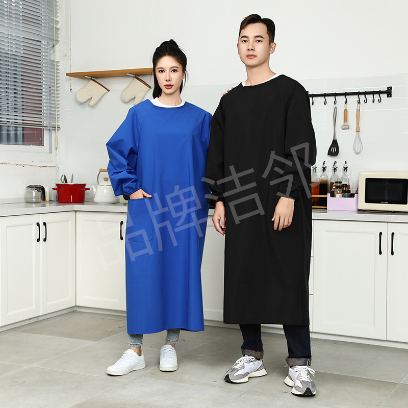 Impermeable a prueba de agua, aceite resistente a ácidos y álcalis, delantal de manga larga, ropa de trabajo para hombres y mujeres, ropa de cocina, delantal de herramientas