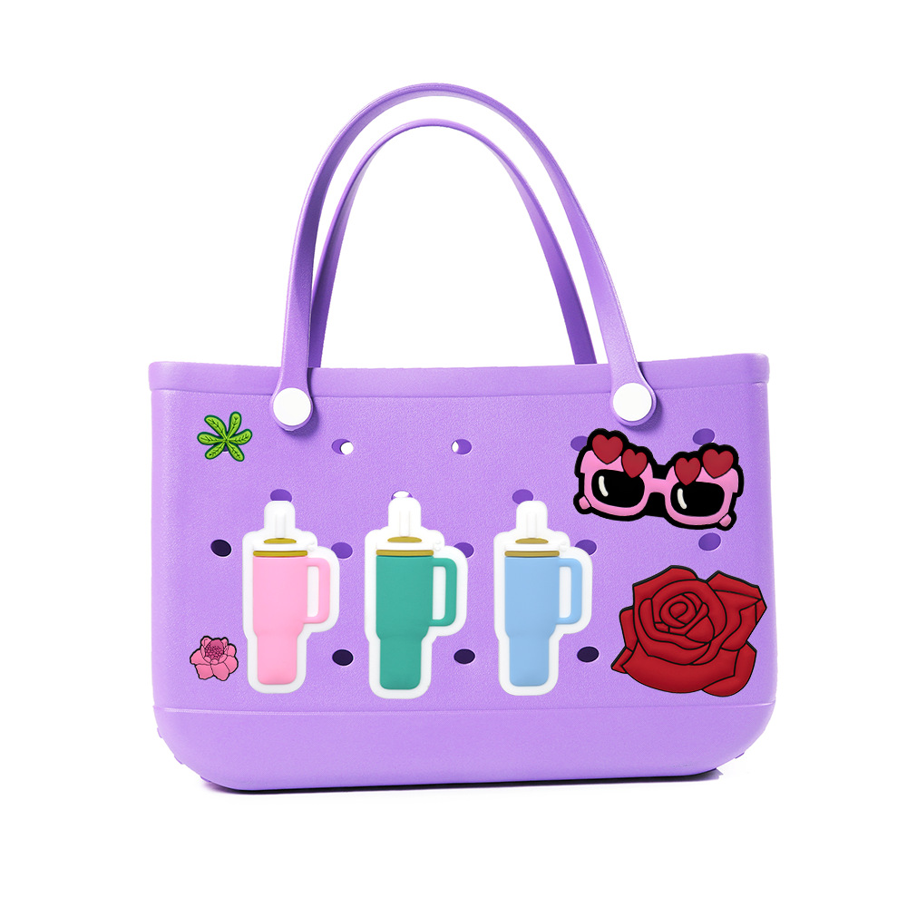 15g Weight Bag Hardware Bag Accessories Type 1 Piece Quantity Holiday, Daily Occasion PVC Material Lips, Cup, Flower Pattern Cartoon Style Style 1 Piece PVC Lips Cup Flower Bag Hardware 无