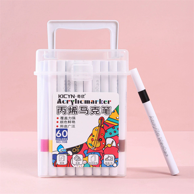 Marcador de acrílico plegable de color para niños graffiti pintura de lápiz de color rápido secado impermeable sin olor conjunto de lápiz de marca