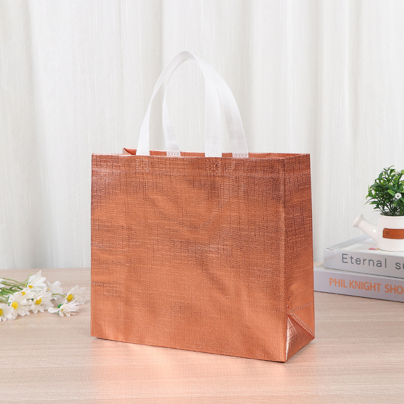 Bolsa no tejida láser, película recubierta de color, tela no tejida, bolsa de regalo de dulces de boda, ropa de mujer, ropa para niños, bolsa de compras, logotipo impreso