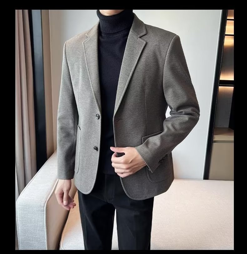 1 Blazer Men, Autumn And 2023 New Style, Mature Style Men's Casual Thick Woolen Suit For Winter_viptrois.com
