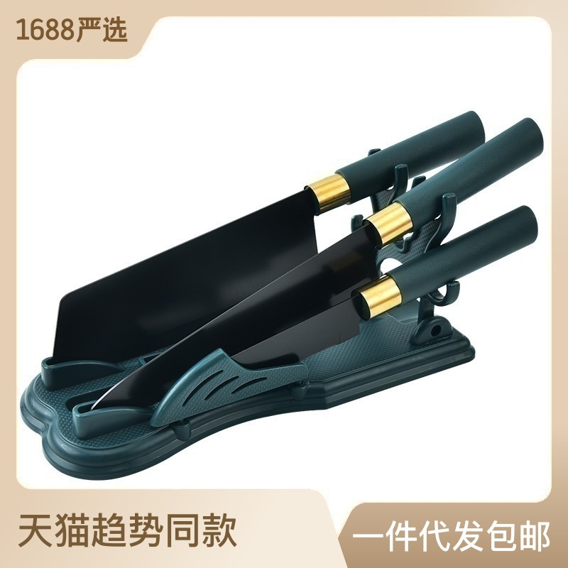 Comercio exterior al por mayor en stock cuchillos de cocina de acero inoxidable conjunto de cuatro piezas verde Internet celebridad regalo color cuchillos en caja traje