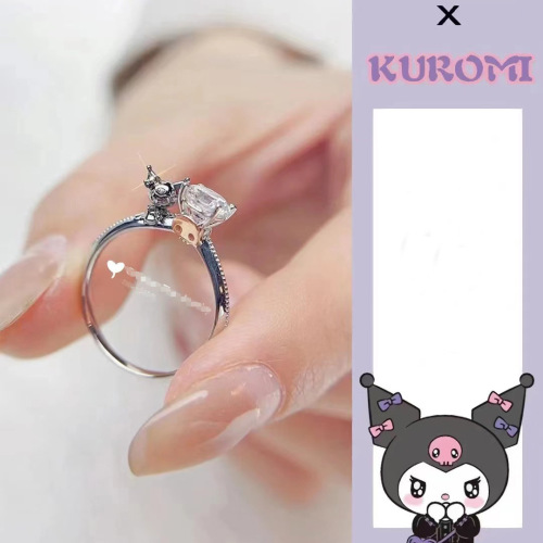 Little Red Book's same style Kuromi ring for women, Sanrio cartoon doll ring, cute temperament, beautiful girl style