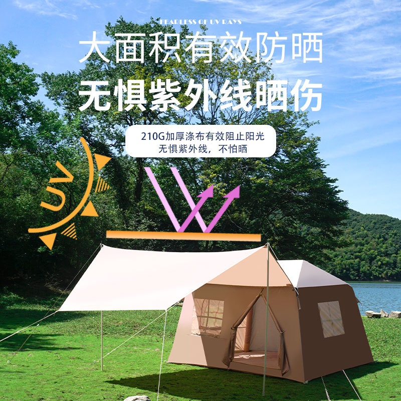 Carpa de campaña inflable 3 - 5 personas con cabina de campamento de techo solar completo al aire libre automático portátil a prueba de lluvia fabricante de ventanas de estrellas