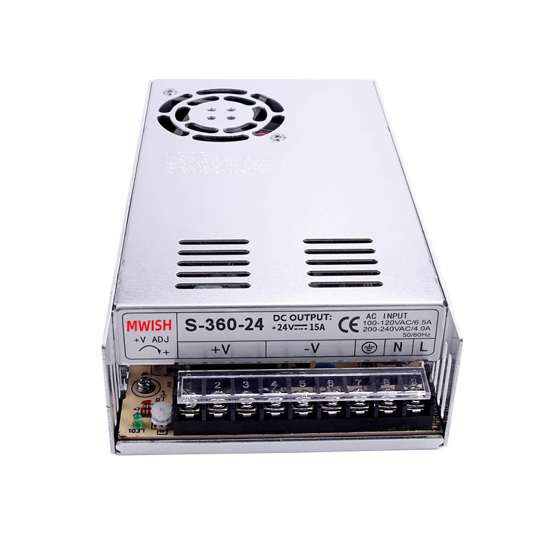 Mingwei S-360W - 24V15A fuente de alimentación de conmutación 220v / 110v a 12V30A monitoreo centralizado de alimentación 5V 48V