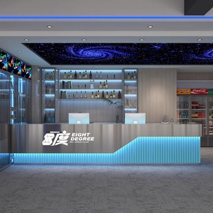 Industrial Style Barbecue Restaurant Restaurant Bar Stainless Steel Bar Cashier Billiard Hall Front Desk Gym Reception Counter