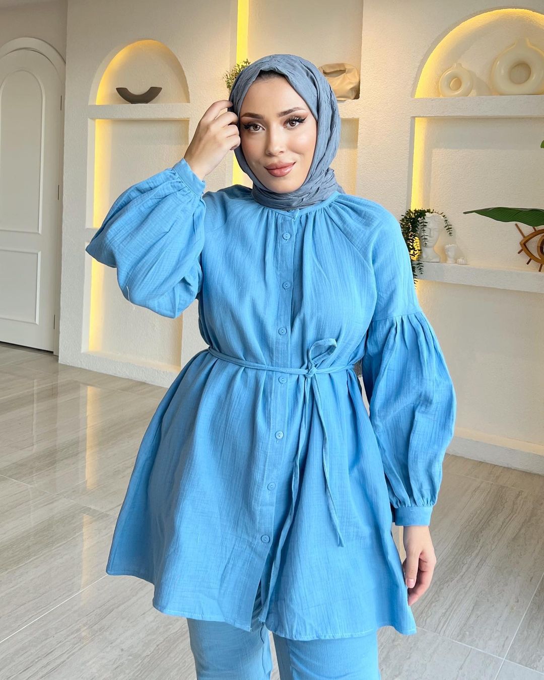 Completo due pezzi camicia e pantaloni stile arabo donna_voghion.com