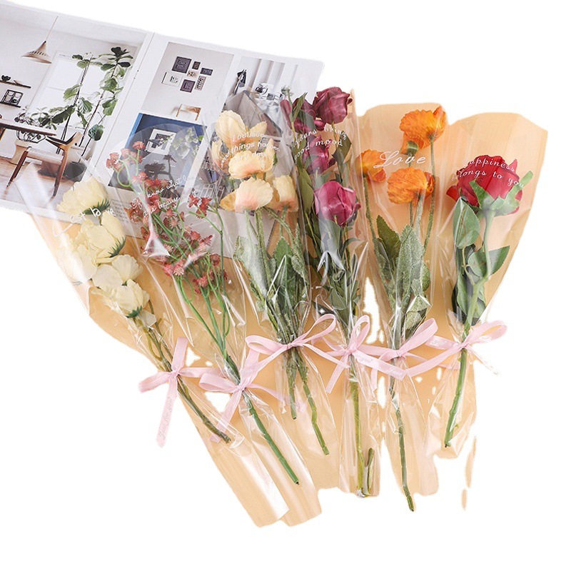 Material de embalaje de flores del día de San Valentín embalaje de flores al por mayor individual bolsa de embalaje transparente opp bolsa individual de celofán impermeable