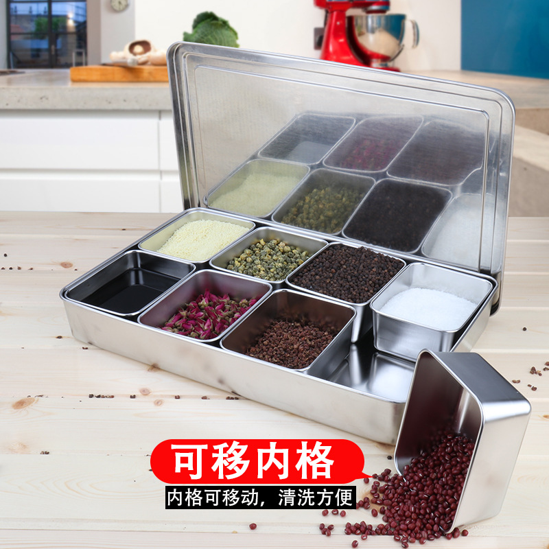 Caja de condimento de acero inoxidable caja de condimento de cocina caja de muestra de alimentos caja de condimento con tapa USO COMERCIAL