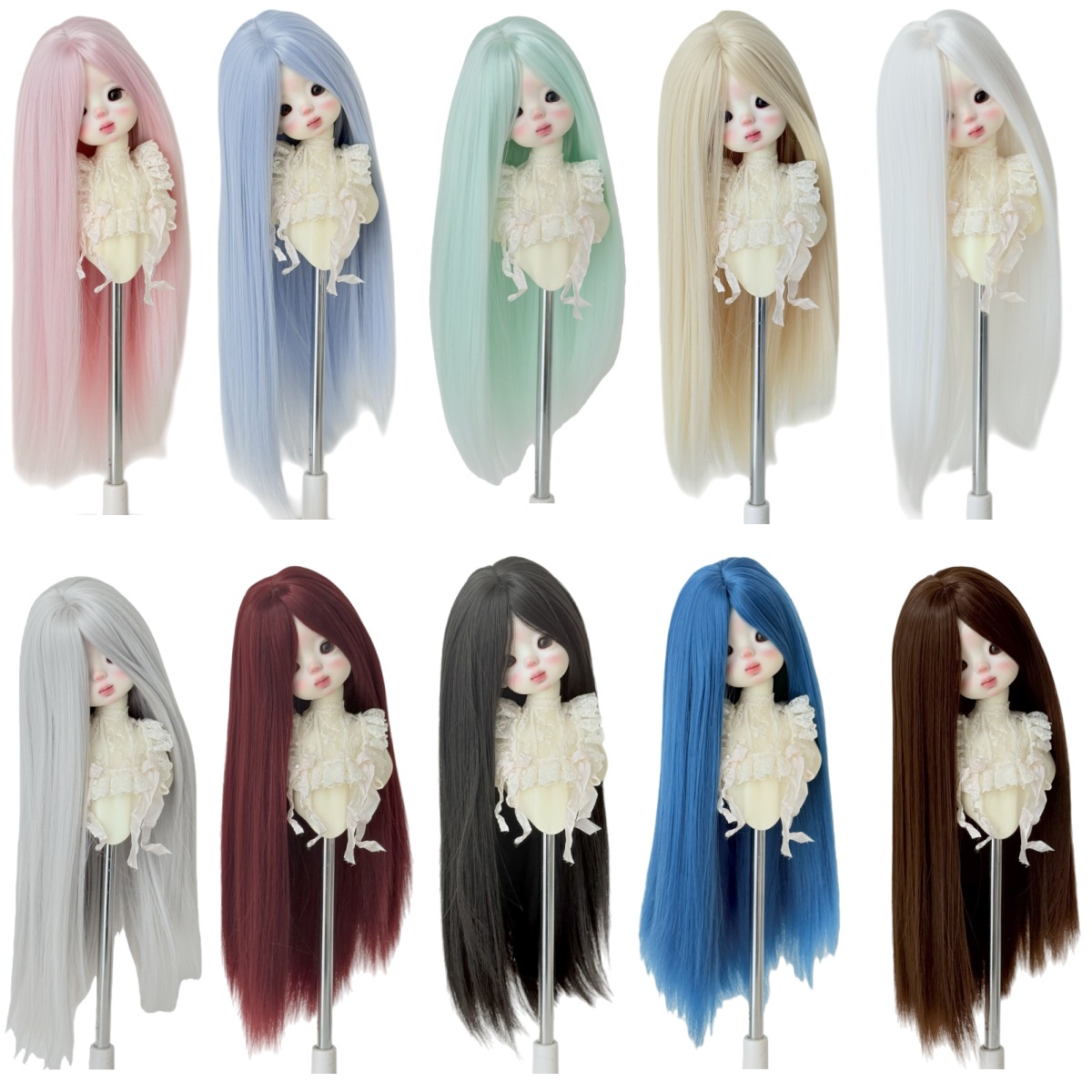 Actual Photos from the Manufacturer: Bjd Doll Wigs, 1/3, 1/4, 1/6 Scale, Soft Silk Long Straight Hair Wigs, Long Bangs, Unfinished Hairpieces