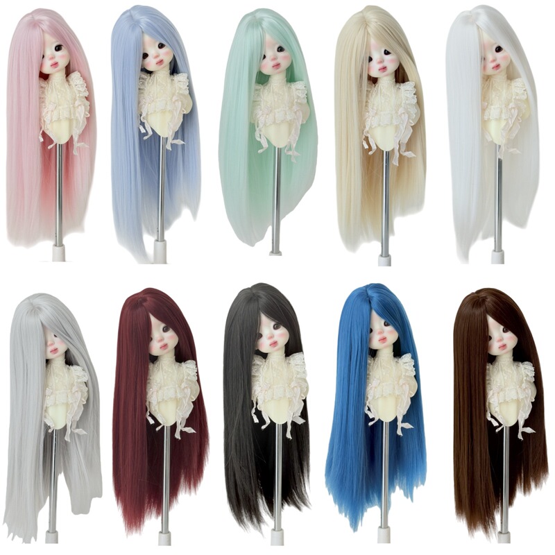 Manufacturer's Real Shot of Bjd Doll Wig 3 Points 4 Points 6 Points Soft Silk Long Straight Hair Hair Cover Long Bangs Rough Head Cover