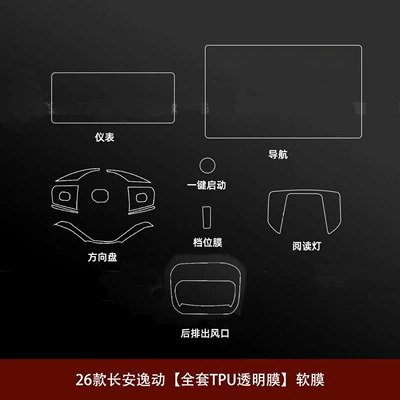 film for the center console gear shift | Car interior film - full-set-of-interior-film-transparent