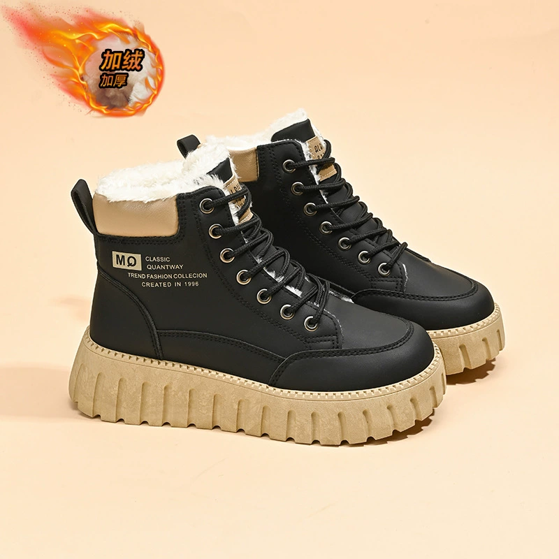 Платформенные низкие ботинки Martens, унисекс, корейский стиль, с плюшевой подкладкой