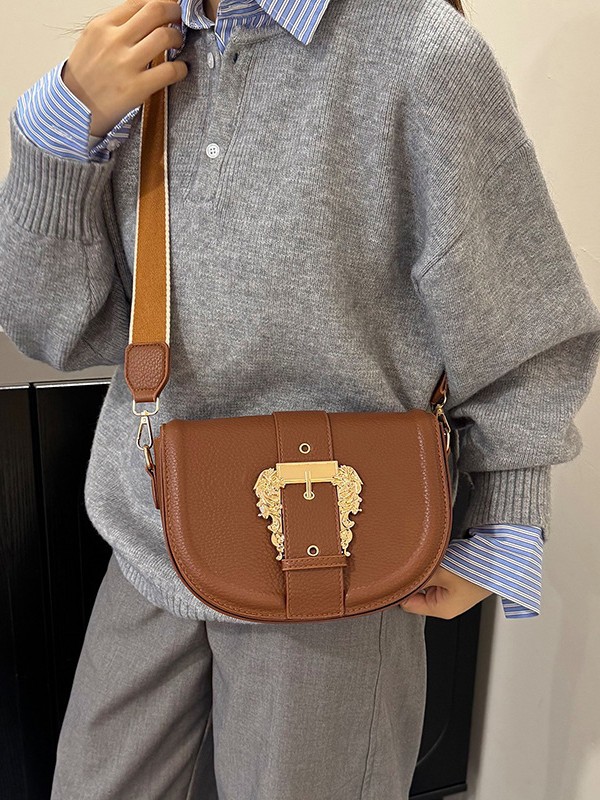 Bolsa de silla de moda coreana de medio círculo para mujeres 2025 nuevo cross-border retro alta textura versátil mochila de hombro