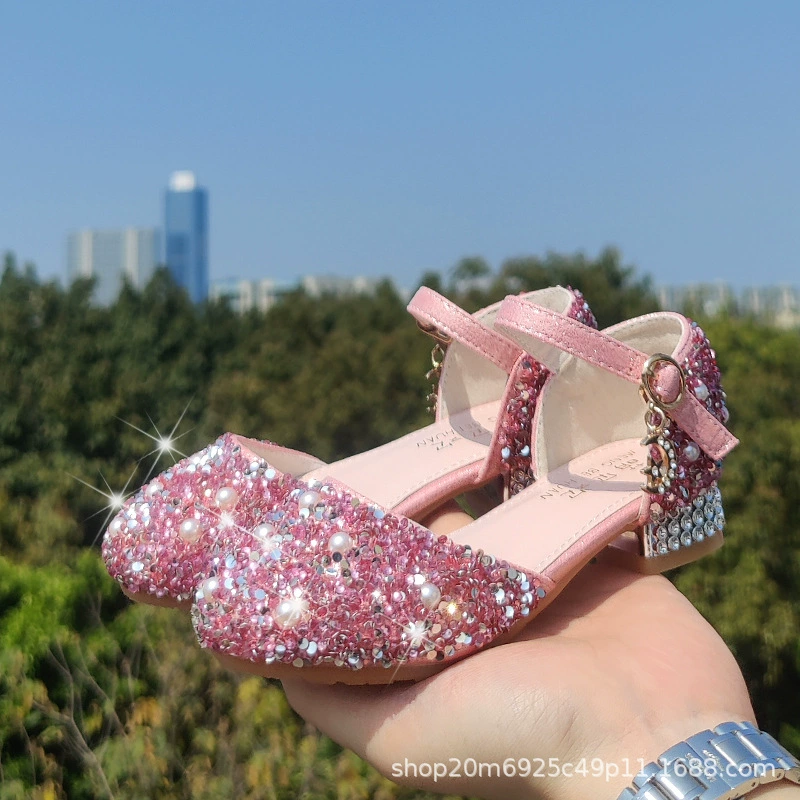 Обувь для девочек, одиночная обувь в корейском модном стиле, Маленькая кожаная обувь серебристого цвета, Детская модельная обувь принцессы, женская обувь на высоком каблуке для выступлений