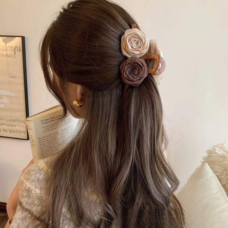 花の妖精～手作りローズフラワークリップ、女性用高級シャーククリップ、初春のヘアピンカチューシャ|undefined