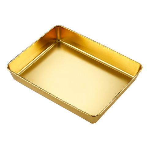 304 Korean stainless steel gold tray square plate barbecue plate snack plate hot pot dish plate dumpling plate fast food basin