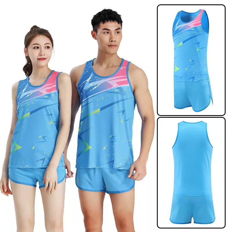 Ensemble de sport pour homme et femme, gilet et short de marathon, entraînement de vitesse, survêtement, compétition, sprint, course à pied_voghion.com