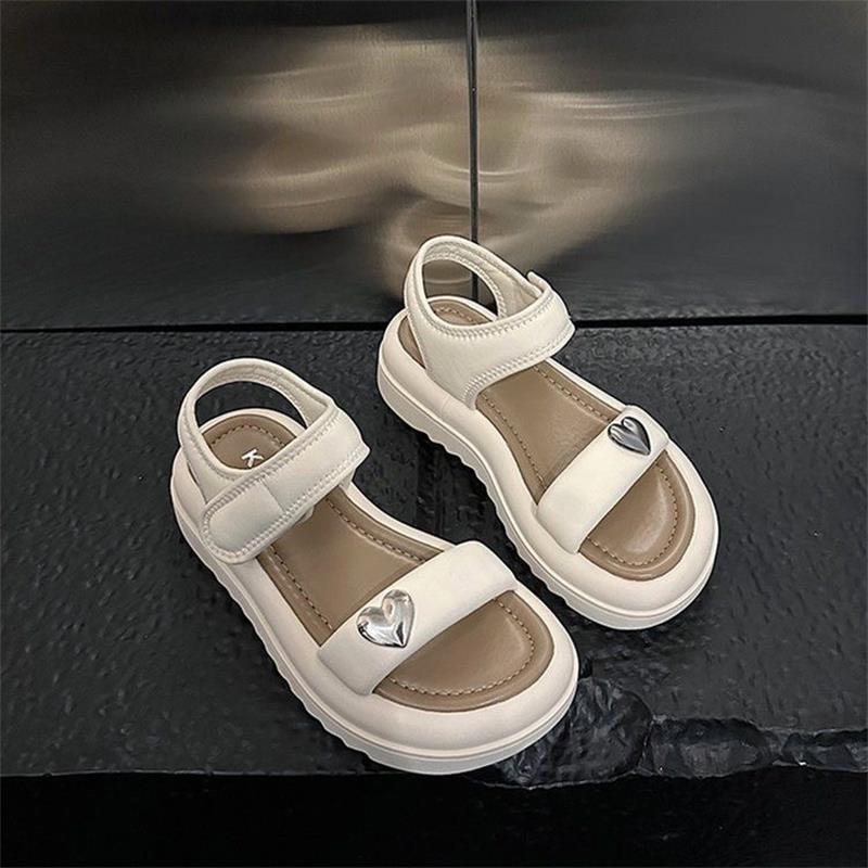 Una sensación de mierda gruesa con sandalias para mujeres con una base suave confortable velcro antideslizante para absorber el sudor, sandalias muffin coreanas
