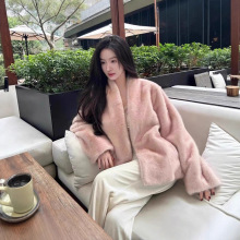 气质少女仿水貂皮草外套冬季新款加厚貂绒皮毛一体洋气毛毛大衣女