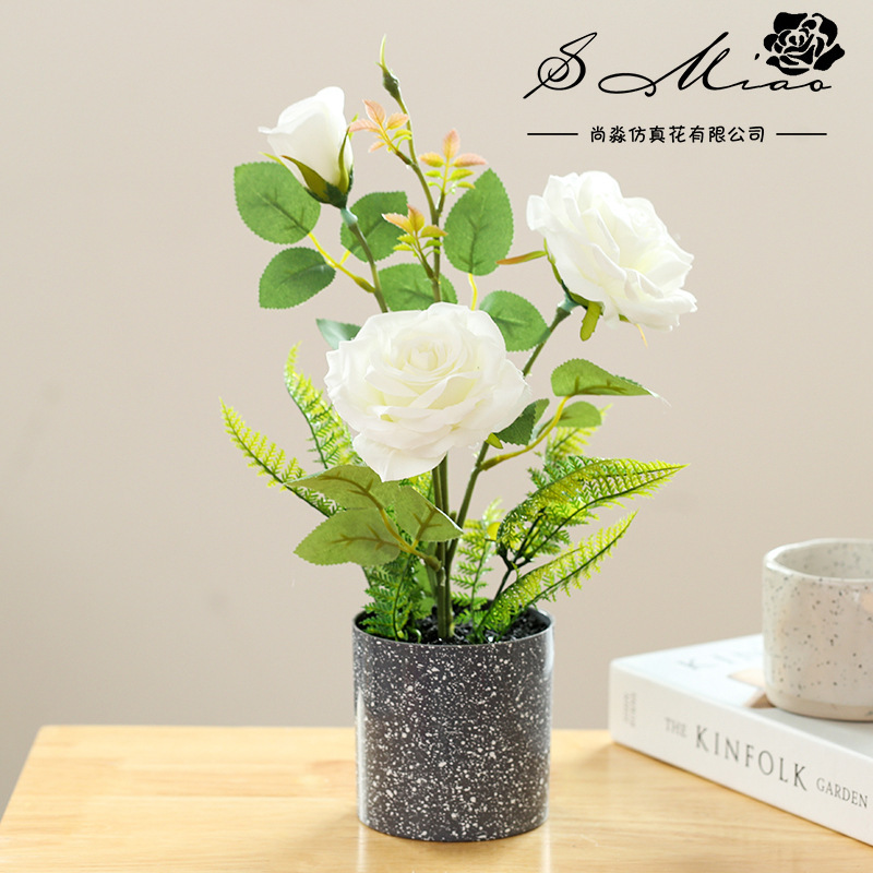 Flor Artificial estilo rural Rosa bonsai flor artificial decoración interior suministro directo de fábrica entrega de una pieza simulación de planta verde image 5