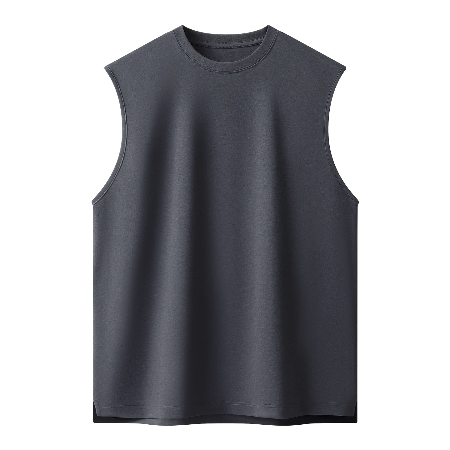 220g 60-count high-end liquid ammonia simple casual slightly oversized solid color vest, new summer men's wrinkle-free sleeveless T-shirt