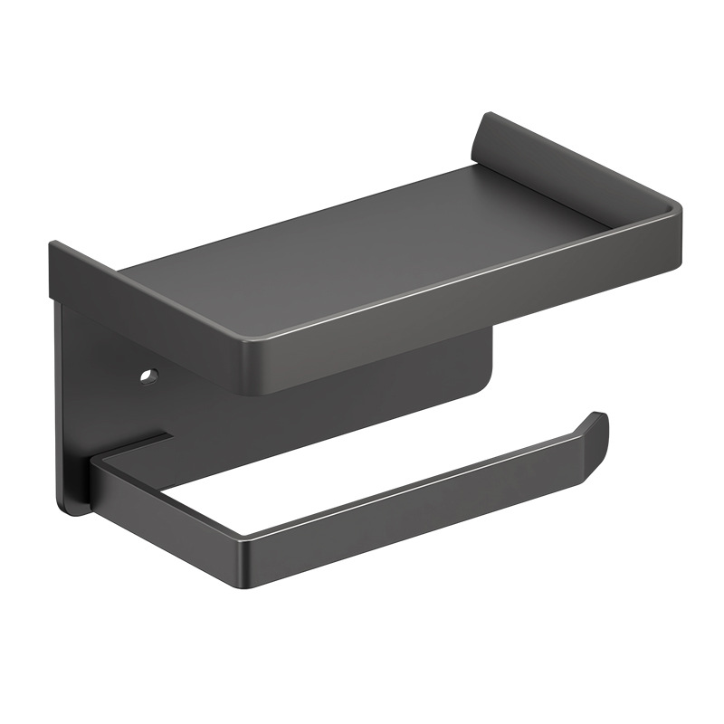 Pistola gris caja de papel higiénico sin sacador titular de papel higiénico titular de rollo de papel higiénico estante de almacenamiento montado en la pared buenas cosas