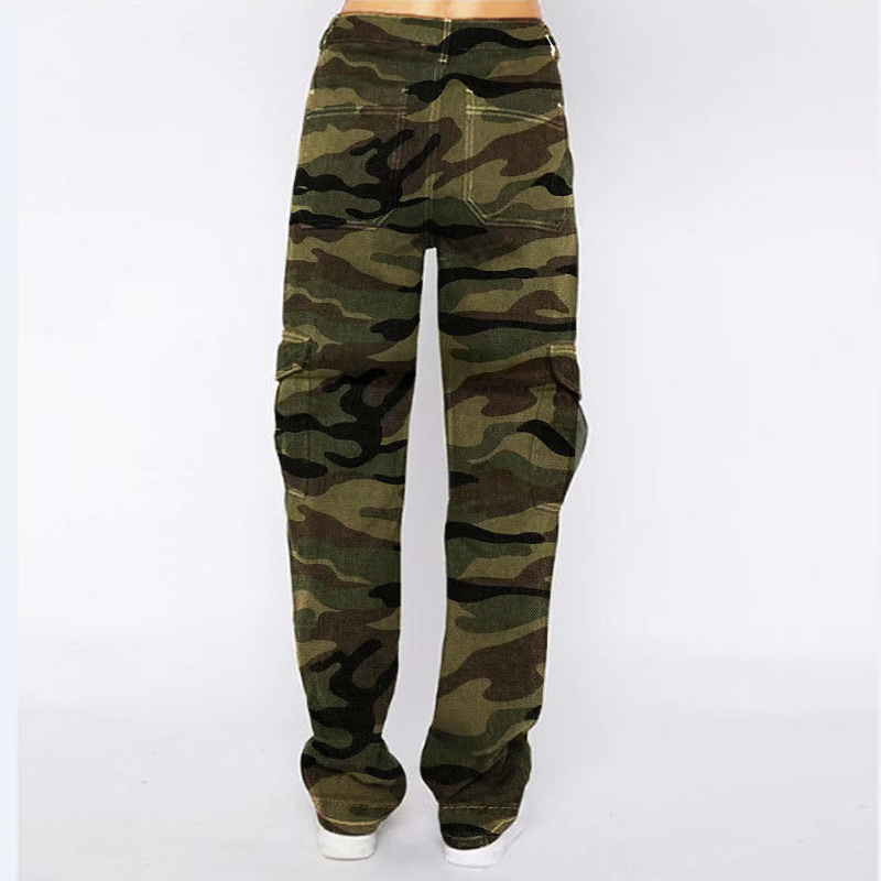 Europa y América transfronteriza 2023 nuevos pantalones vaqueros de las mujeres de la personalidad suelta bolsillo de camuflaje pantalones de moda image 7