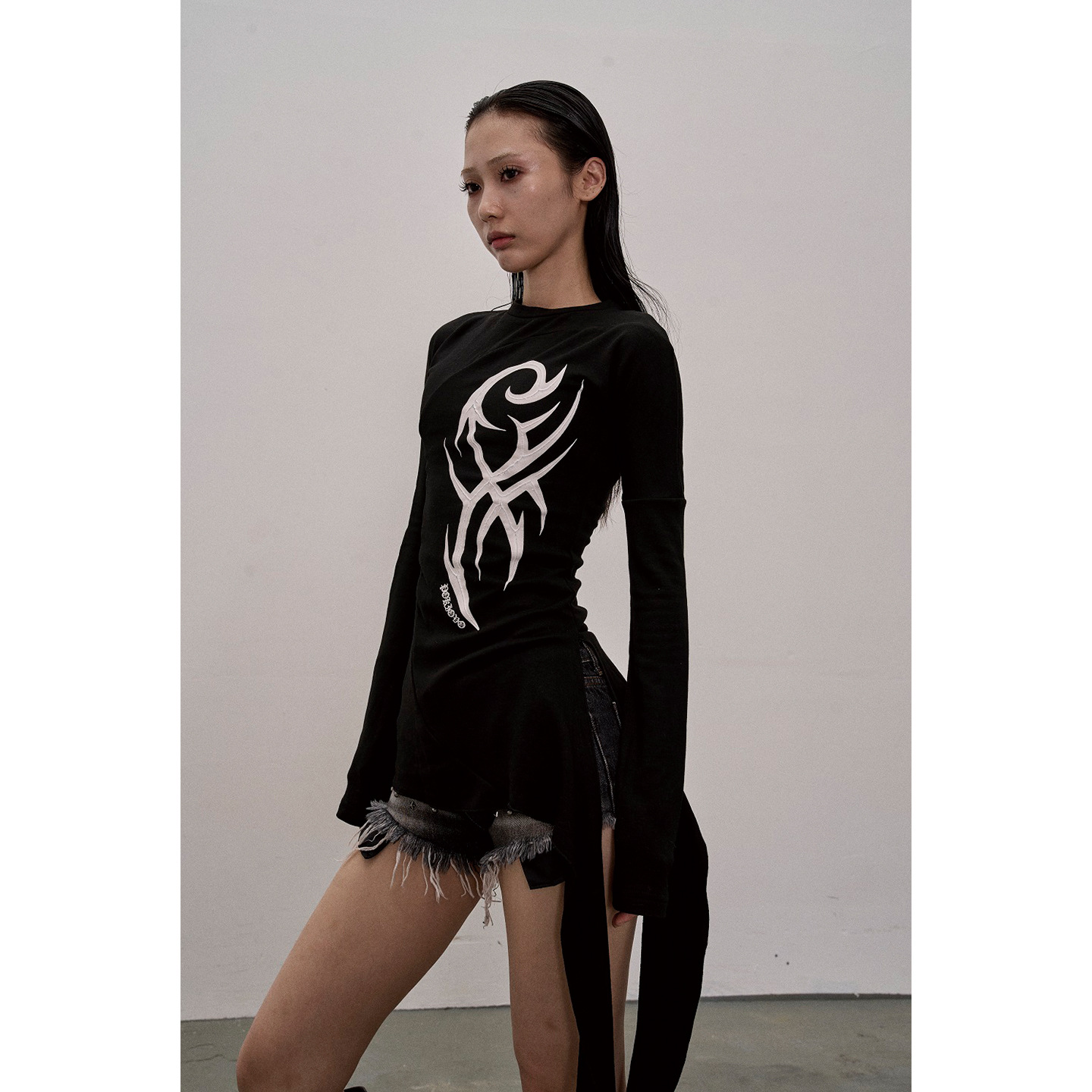 pokiovo Autumn New Style Ribbon Print Long-Sleeved Base Shirt Slim Fit Sexy Long-Sleeved T-Shirt Women's Top Women's Clothing