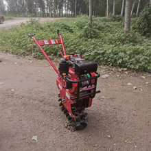 小型便携式链轨微耕机山区松土犁地机农用旋耕耕地机独轮趟地机