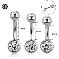 G23 Titanium 14G 6/8/10mm полюс двойной головкой циркон пупок гвоздь пупка кольцо ювелирные изделия оптом пирсинг ювелирные изделия