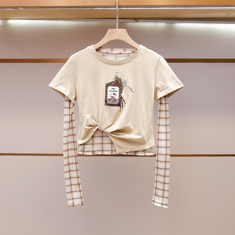 Shenzhen Nanyou High-End Women's Clothing Summer Korean Style Casual Fashion Stylish Design Two-Piece T-Shirt Women's Top
