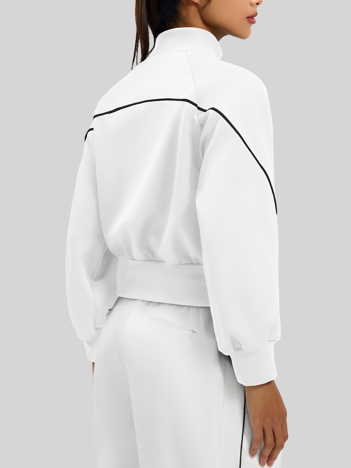 Juyi Tang otoño y invierno collar de color más chaqueta deportiva de cuello caliente y delgada para mujeres