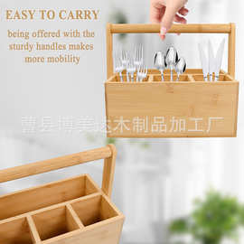 木质收纳木盒手提式餐具收纳架放调味料西餐具器具刀叉收纳盒