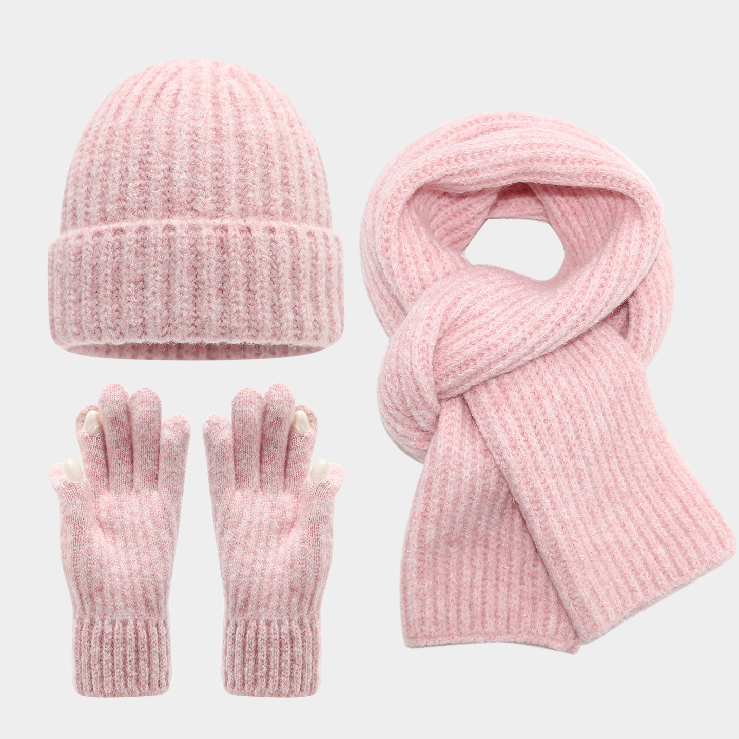 Arte japonés pequeño guante de pantalla táctil fresco sombrero bufandas set de tres piezas coreano simple moda cálida set