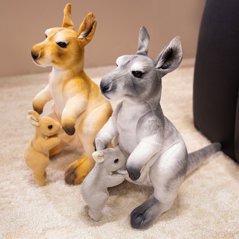 Simulación transfronteriza canguro juguetes de peluche canguro madre e hijo muñecas animales accesorios regalo de cumpleaños para niños