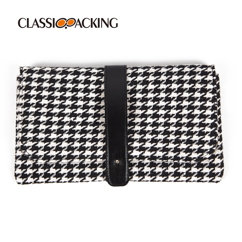 Bolso de alto grado del todo-fósforo de las mujeres del embrague de aspecto alto bolso multifuncional del almacenamiento del houndstooth bolso de la identificación del monedero de la moneda