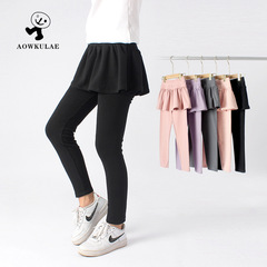 Children's clothing spring Korean style new children's leggings medium and large children solid color leggings culottes girls pants wholesale