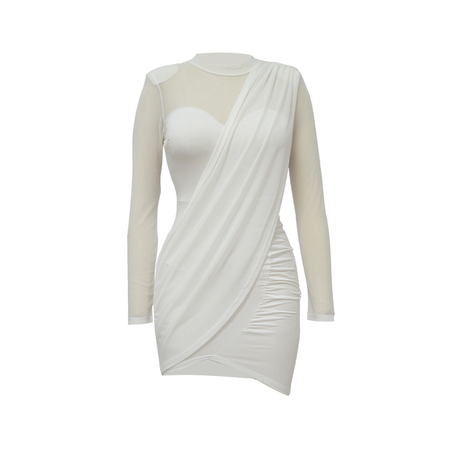 Women's Mesh Patchwork See through Appliqué Waist Cinching Dress K10381 European American Style Independent Store Clothing_ecoleips.com
